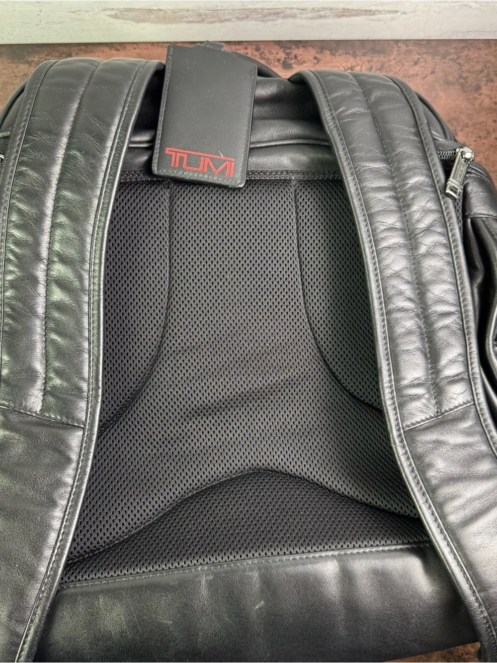 Vintage TUMI Black Leather Laptop Travel Backpack